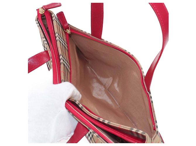 Bolso de mano Burberry Nova Check Roja Beige - vista 9