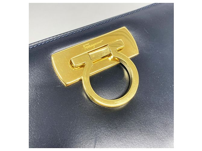 Borsa a tracolla in pelle Gancini Salvatore Ferragamo Blu navy - vista 10