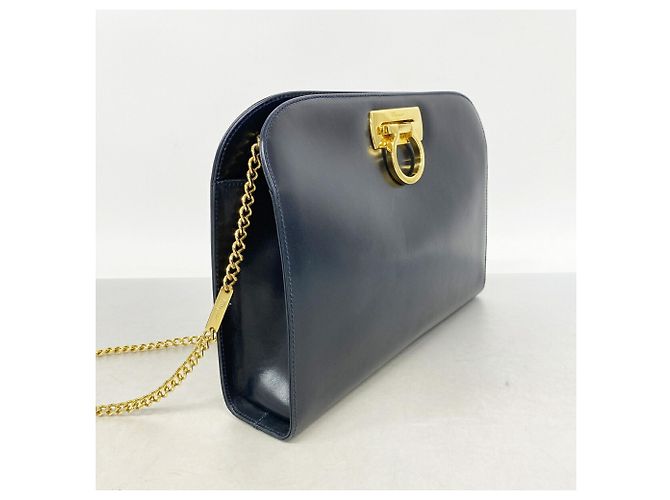 Borsa a tracolla in pelle Gancini Salvatore Ferragamo Blu navy - vista 2