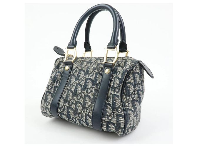 Borsa Christian Dior Trotter Mini Boston Blu Navy Beige - vista 11