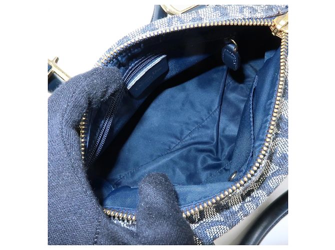 Borsa Christian Dior Trotter Mini Boston Blu Navy Beige - vista 12
