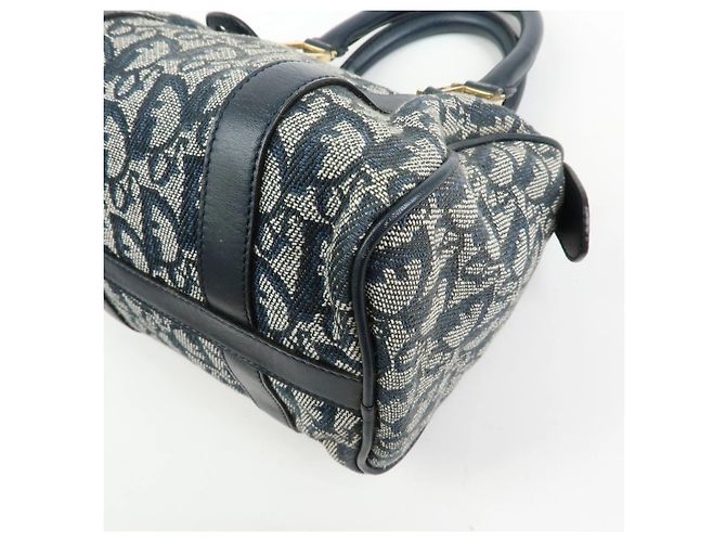 Borsa Christian Dior Trotter Mini Boston Blu Navy Beige - vista 14