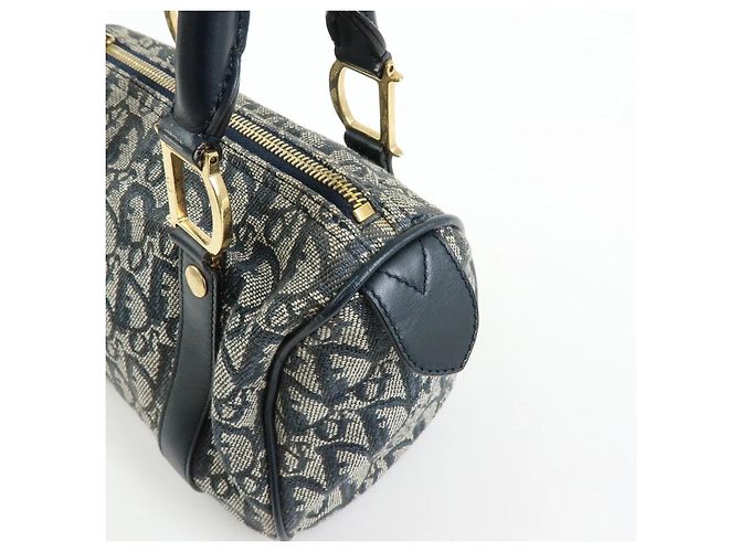 Borsa Christian Dior Trotter Mini Boston Blu Navy Beige - vista 15