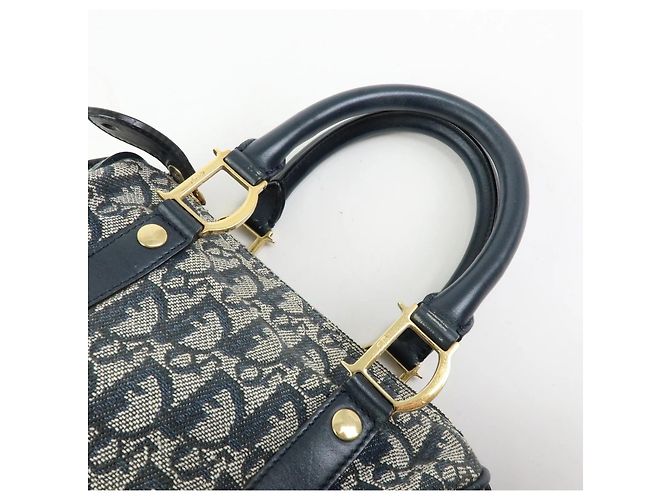 Borsa Christian Dior Trotter Mini Boston Blu Navy Beige - vista 17