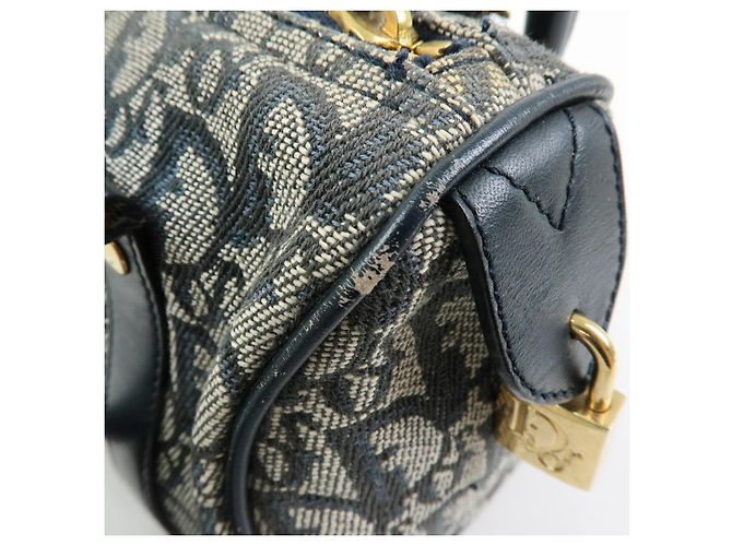 Borsa Christian Dior Trotter Mini Boston Blu Navy Beige - vista 19