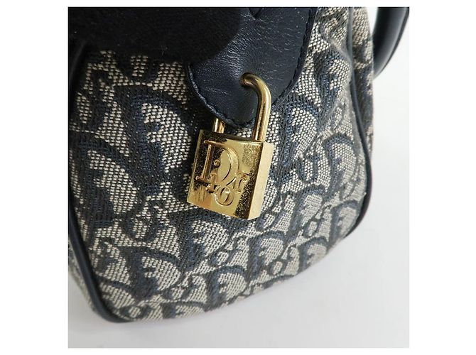 Borsa Christian Dior Trotter Mini Boston Blu Navy Beige - vista 2