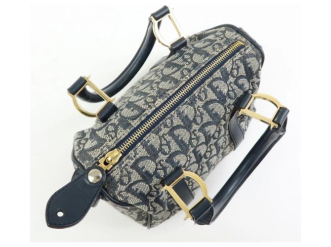 Borsa Christian Dior Trotter Mini Boston Blu Navy Beige - vista 3