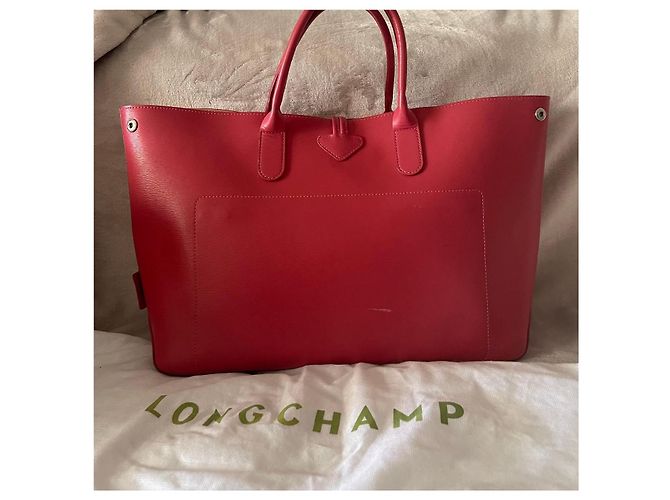 Longchamp Roseau Borsa Tote in Pelle Grana Rosa - vista 2