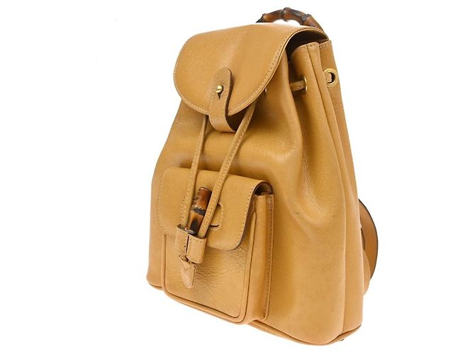 Gucci Vintage Bamboo Leather Mini Giallo - vista 3