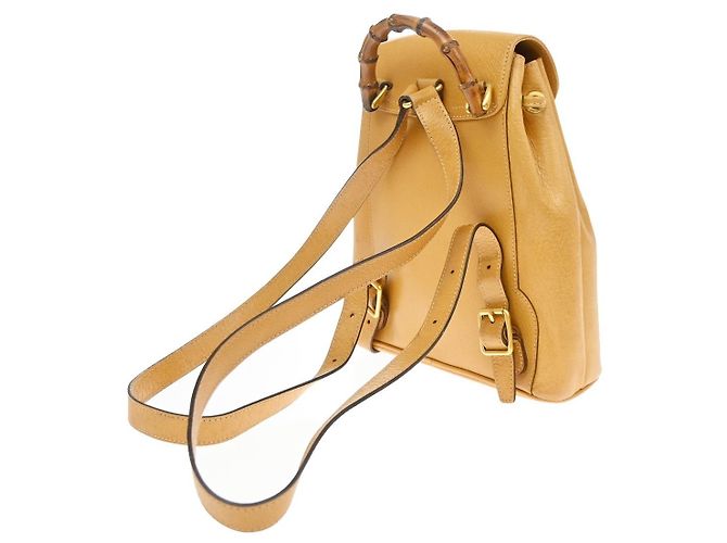 Gucci Vintage Bamboo Leather Mini Giallo - vista 4
