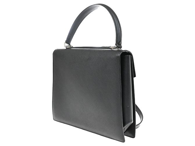 Salvatore Ferragamo Double Gancini Top Handle Saffiano Leather Small Nero - vista 4