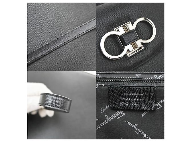 Salvatore Ferragamo Double Gancini Top Handle Saffiano Leather Small Nero - vista 6