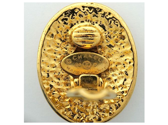 Boucles d'oreilles Chanel Coco Mark Oval Doré - vue 4