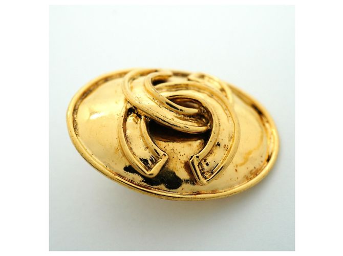Boucles d'oreilles Chanel Coco Mark Oval Doré - vue 8