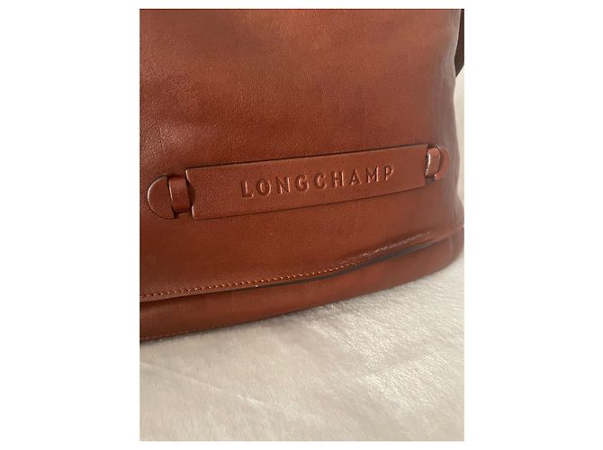 Longchamp 3D Bolso Saco de Cuero Marrón Castaño - vista 2