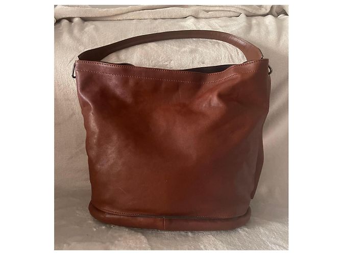 Longchamp 3D Bolso Saco de Cuero Marrón Castaño - vista 3