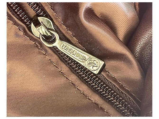 Longchamp 3D Bolso Saco de Cuero Marrón Castaño - vista 6