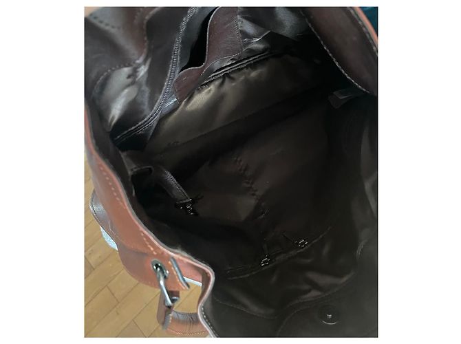 Longchamp 3D Bolso Saco de Cuero Marrón Castaño - vista 7