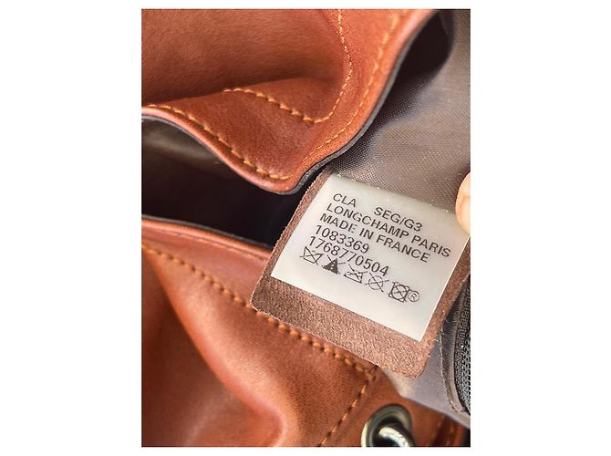 Longchamp 3D Bolso Saco de Cuero Marrón Castaño - vista 8