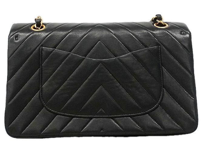 Borsa a tracolla Chanel in pelle d'agnello nera Nero - vista 13