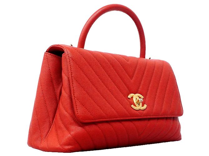 Borsa Chanel in pelle di vitello grana rossa Rosso - vista 2