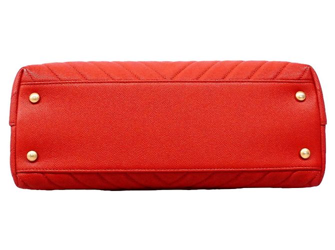 Borsa Chanel in pelle di vitello grana rossa Rosso - vista 3