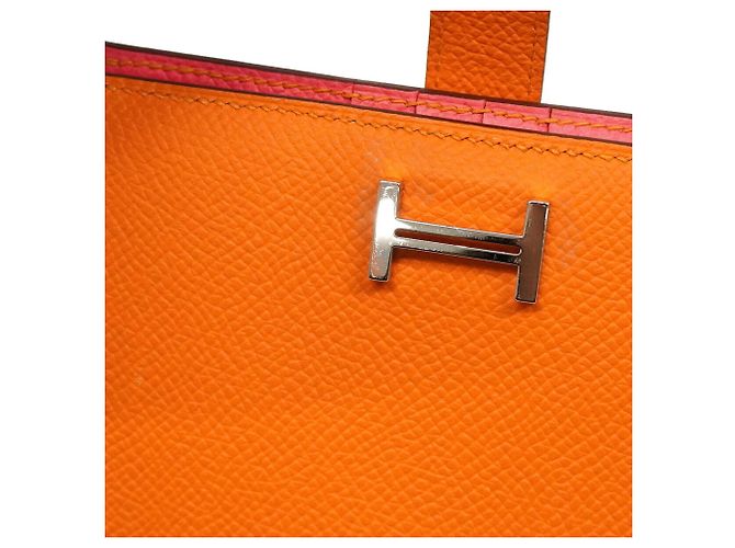 Hermès Hermes Bearn Compact Verso Wallet Pink Orange - view 7