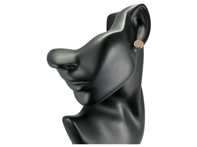 Hermès Pendientes de botón Hermes chapados en oro Plata Naranja - vista 2