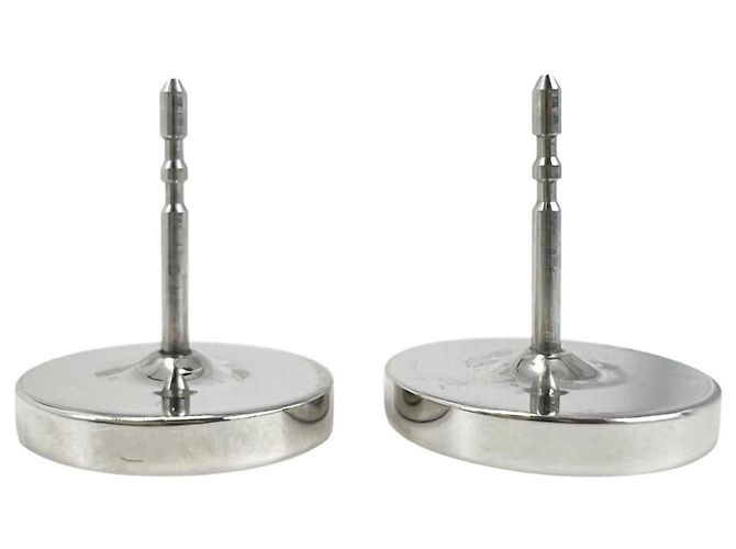 Hermès Pendientes de botón Hermes chapados en oro Plata Naranja - vista 4
