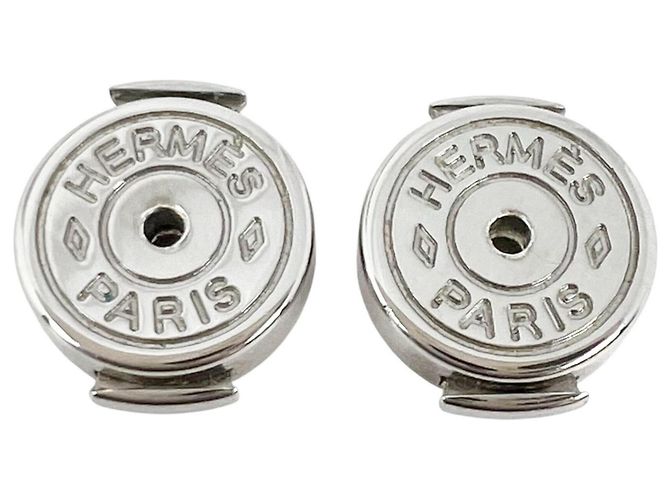 Hermès Pendientes de botón Hermes chapados en oro Plata Naranja - vista 5