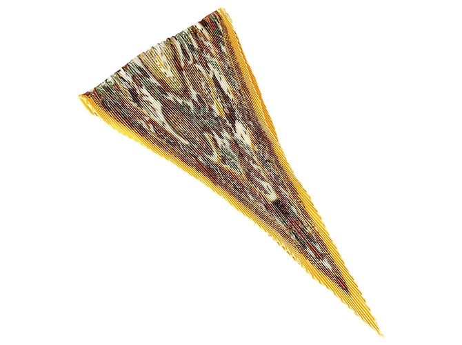 Pañuelo de seda plisado Hermès Blanco Verde Amarillo - vista 5