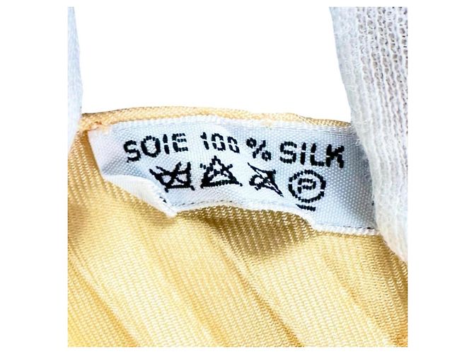 Pañuelo de seda plisado Hermès Blanco Verde Amarillo - vista 7