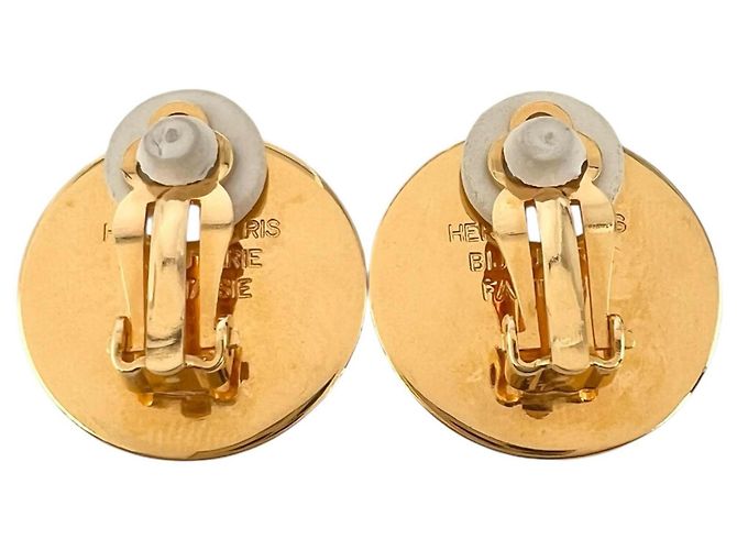 Hermès Pendientes de clip Hermes Clou de Selle Gold Dorado - vista 3