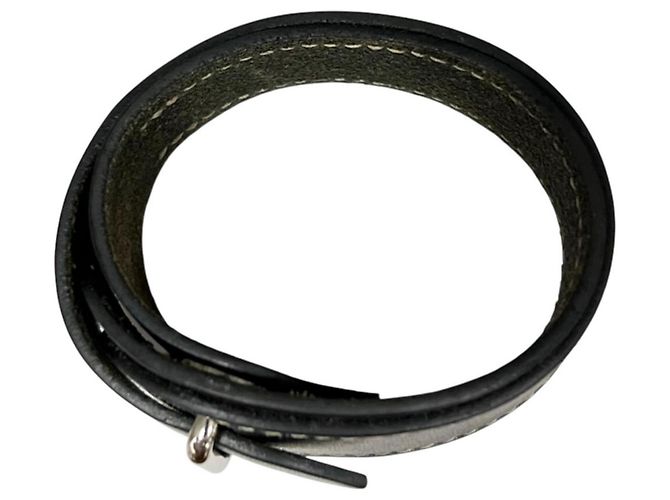 Hermès Pulseira de berloques Hermes em couro Box Calf preto - vista 2