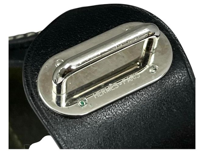 Hermès Pulseira de berloques Hermes em couro Box Calf preto - vista 5