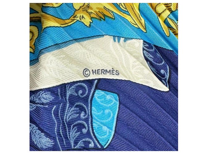 Hermès Foulard di seta Hermes L'ATLANTIDE Blu - vista 7