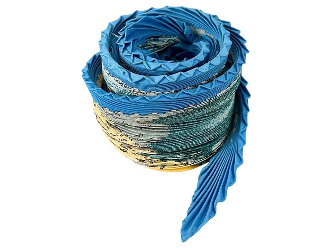 Hermès Cachecol plissado HERMES CHASSE au BOIS Azul Amarelo - vista 2