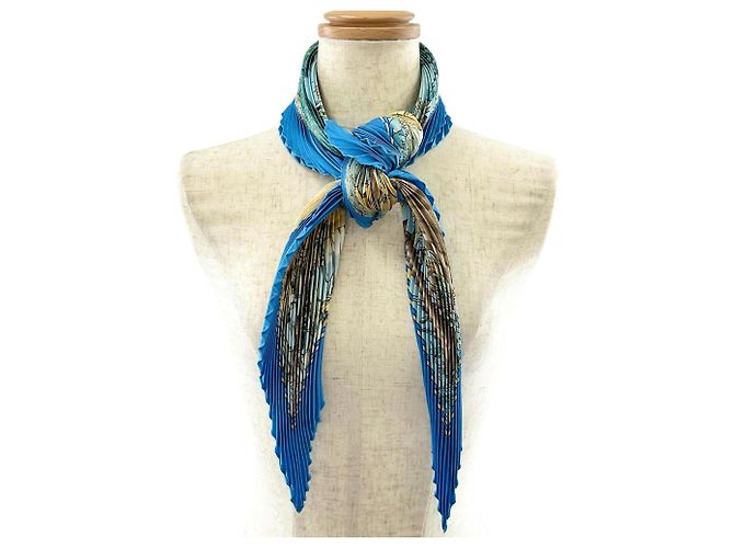 Hermès Cachecol plissado HERMES CHASSE au BOIS Azul Amarelo - vista 3