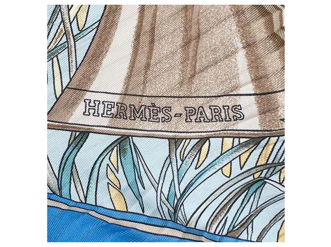 Hermès Cachecol plissado HERMES CHASSE au BOIS Azul Amarelo - vista 6