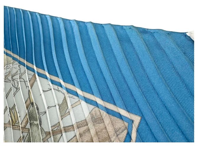 Hermès Cachecol plissado HERMES CHASSE au BOIS Azul Amarelo - vista 8