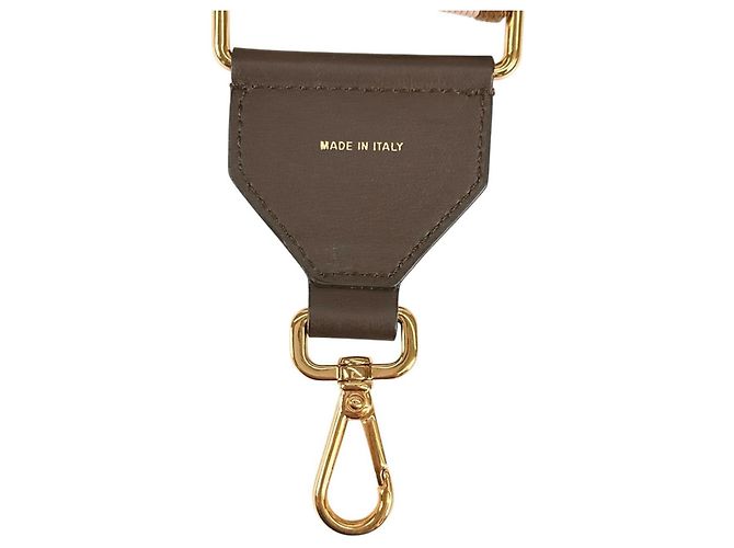 Alça Fendi FF Logo Castanho e Rosa Couro e Lona Marrom - vista 6