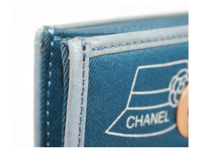 Bolsa de ombro Chanel em lona azul e couro - vista 13