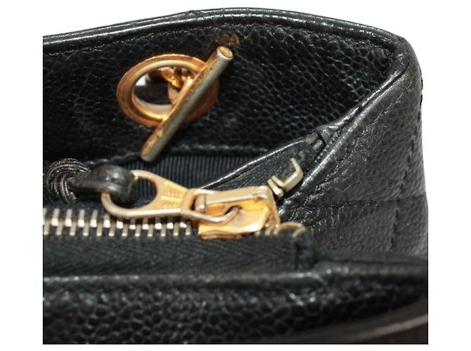 Borsa Tote Chanel in pelle di vitello grana nera Nero - vista 11