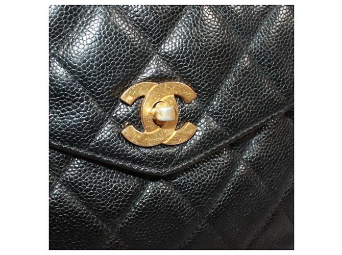 Borsa Tote Chanel in pelle di vitello grana nera Nero - vista 13
