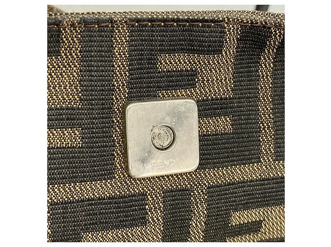 Borsa a tracolla Fendi Zucca in nylon e canvas Marrone - vista 10