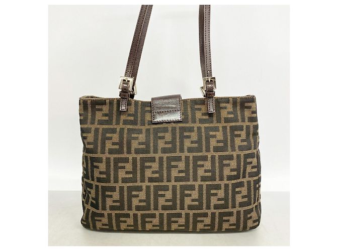 Borsa a tracolla Fendi Zucca in nylon e canvas Marrone - vista 11