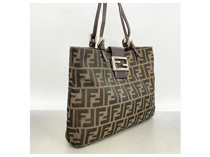 Borsa a tracolla Fendi Zucca in nylon e canvas Marrone - vista 2