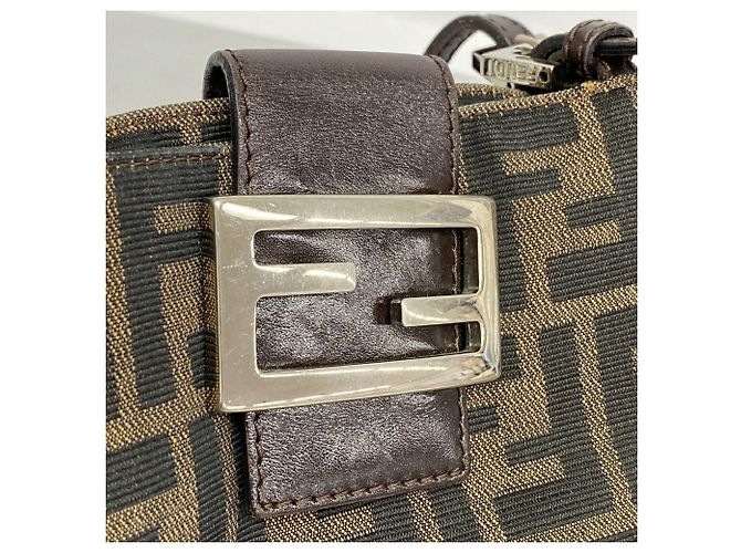 Borsa a tracolla Fendi Zucca in nylon e canvas Marrone - vista 7