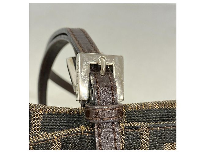 Borsa a tracolla Fendi Zucca in nylon e canvas Marrone - vista 8