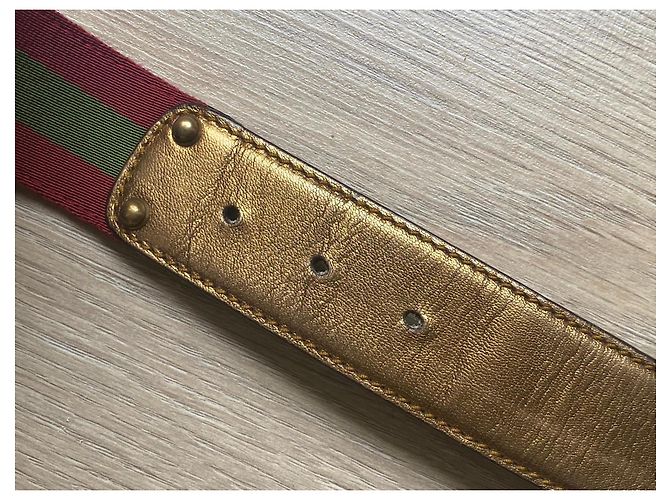 Cinturón Gucci GG Marmont Web Roja Dorado Verde - vista 4